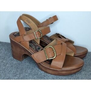 BOC Born Concept Women's Strappy Heels Garnet Leather Brown Size 10 M